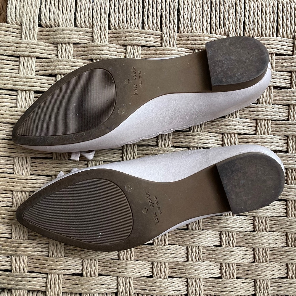 Kate Spade Blush Pink Ballet Flats - Scalloped Leather Point Toe Eleni Flex 8M - Picture 4 of 5